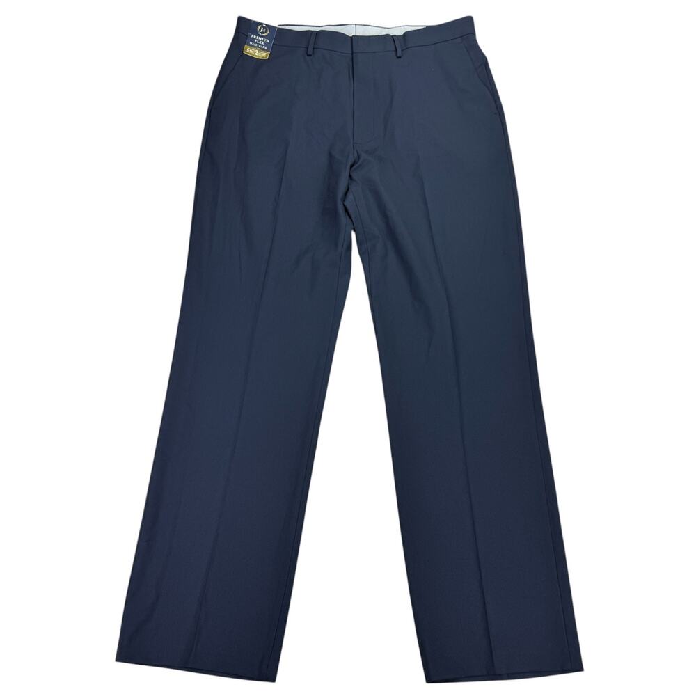 Haggar Mens Premium Classic Fit Flat Front Stretch Dress Pants Blue 38x34